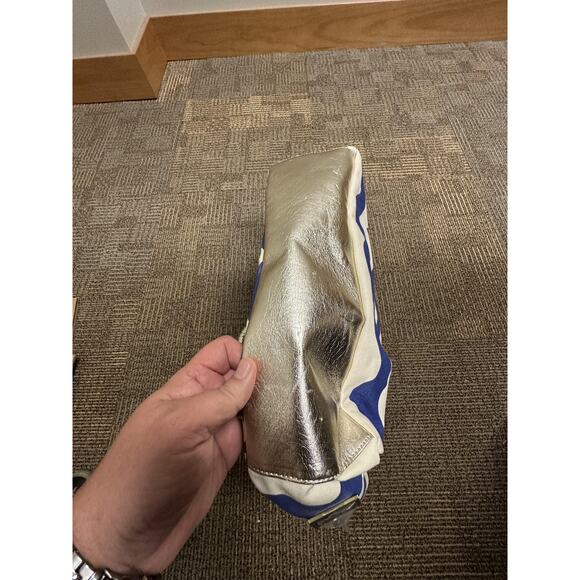 Felix Rey Tote Bag Women Blue Canvas Faux Leather Fish Sequin Gold Handles Purse - Picture 5 of 9